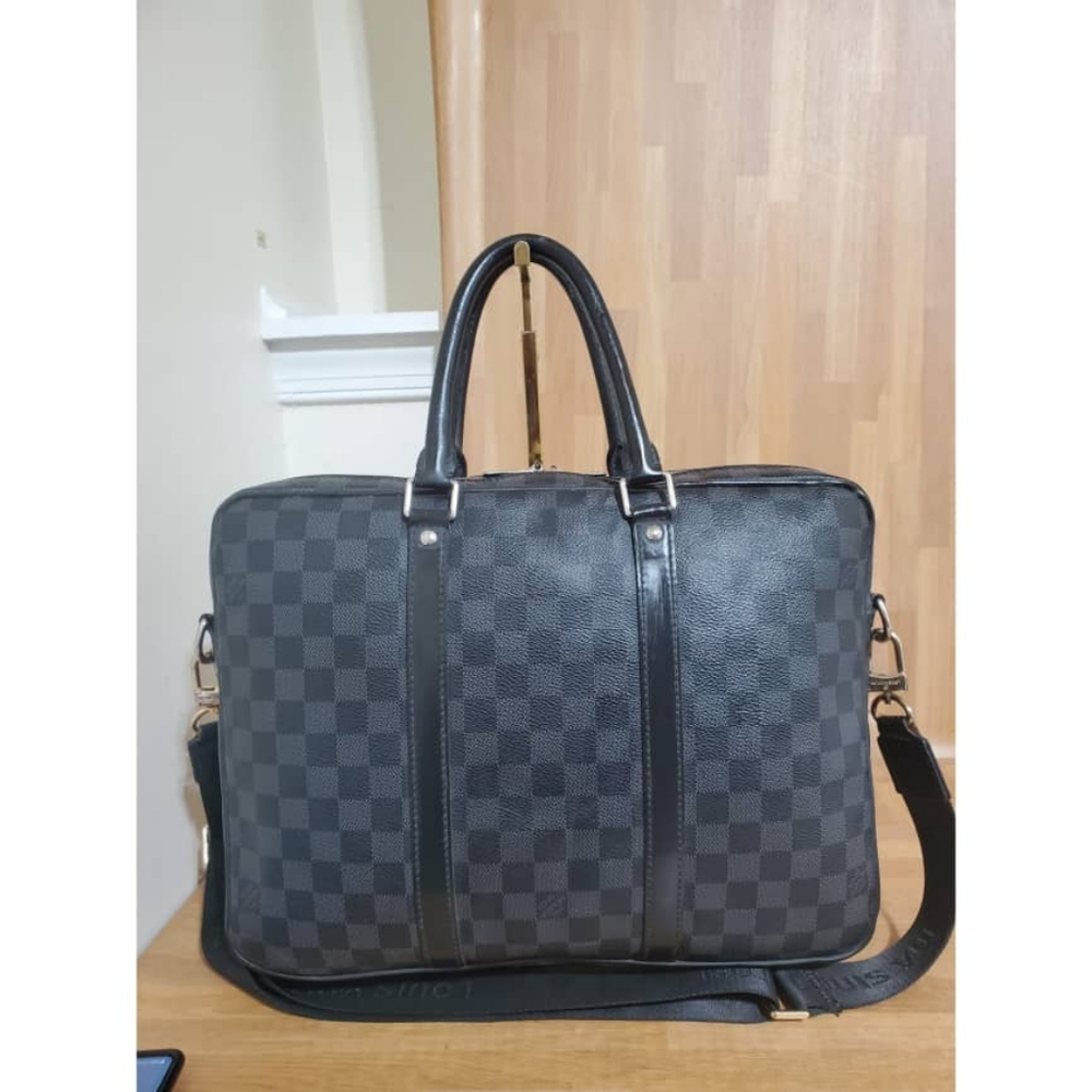 Authentic LOUIS Vuitton Porte-Documents Briefcase Damier Graphite Business Bag - Picture 1 of 12